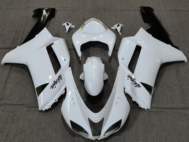 Beste Kawasaki ZX6R Motorrad Verkleidung 2007-2008 - Schlichtes Weiss Gloss