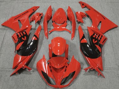 Beste Kawasaki ZX6R Motorrad Verkleidung 2009-2012 - Rot Glanzendes Schwarz Punisher