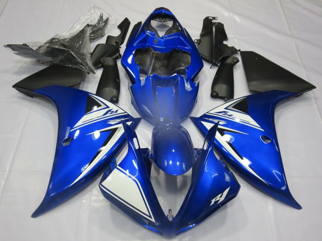 Beste Yamaha R1 Motorrad Verkleidung 2012-2014 - Blau Weiss Matt Schwarz
