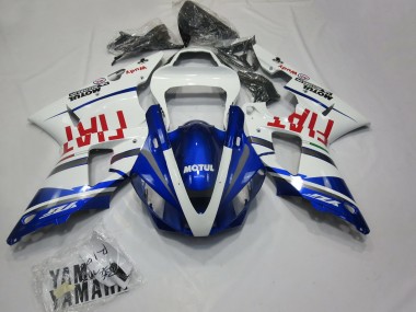Beste Yamaha R1 Motorrad Verkleidung 2000-2001 - Weiss Blau Rot Fiat Motul