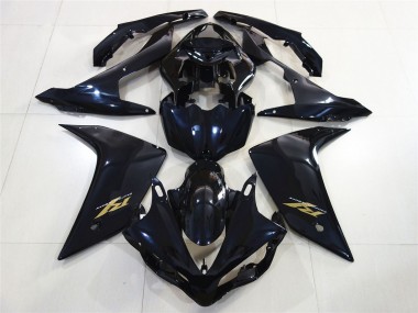 Beste Yamaha R1 Motorrad Verkleidung 2007-2008 - Glanzendes Schwarz Dunkel Blau Gold Aufkleber