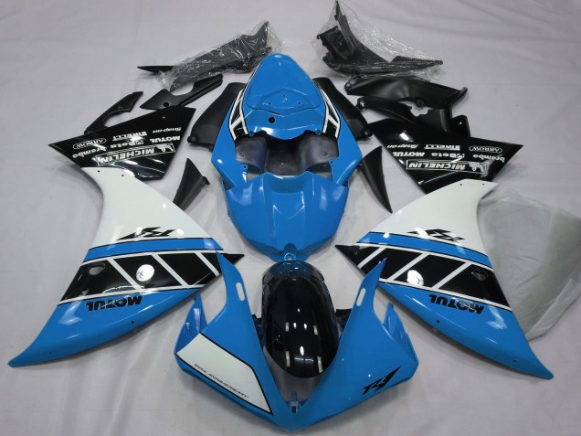 Beste Yamaha R1 Motorrad Verkleidung 2012-2014 - Blau Weiss Glanzendes Schwarz