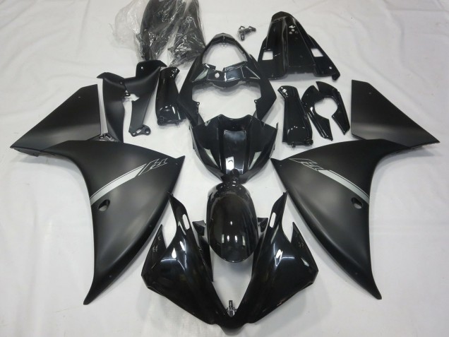 Beste Yamaha R1 Motorrad Verkleidung 2012-2014 - Glanzendes Schwarz Matt Schwarz Silber