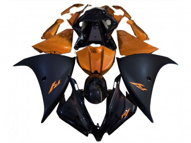 Beste Yamaha R1 Motorrad Verkleidung 2012-2014 - Glanzendes Schwarz Matt Schwarz Orange