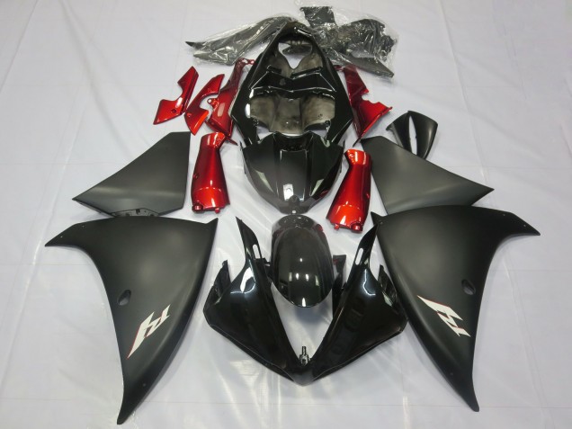 Beste Yamaha R1 Motorrad Verkleidung 2012-2014 - Glanzendes Schwarz Matt Schwarz Rot