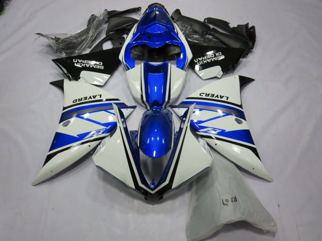 Beste Yamaha R1 Motorrad Verkleidung 2012-2014 - Weiss Blau Schwarz Layerd Semakin Didepan