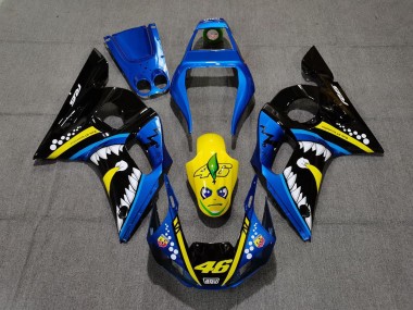 Beste Yamaha R6 Motorrad Verkleidung 1998-2002 - Blau Gelb Schwarz Hai 46