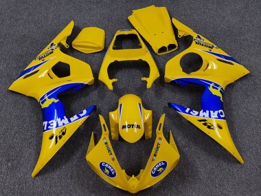 Beste Yamaha R6 Motorrad Verkleidung 2005 - Gelb Blau Weiss Kamel Motul