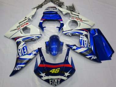 Beste Yamaha R6 Motorrad Verkleidung 2003-2004 - Weiss Blau Fiat Michelin Motul 46