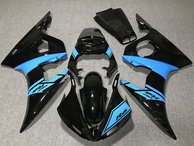 Beste Yamaha R6 Motorrad Verkleidung 2003-2004 - Glanzendes Schwarz Hellblau