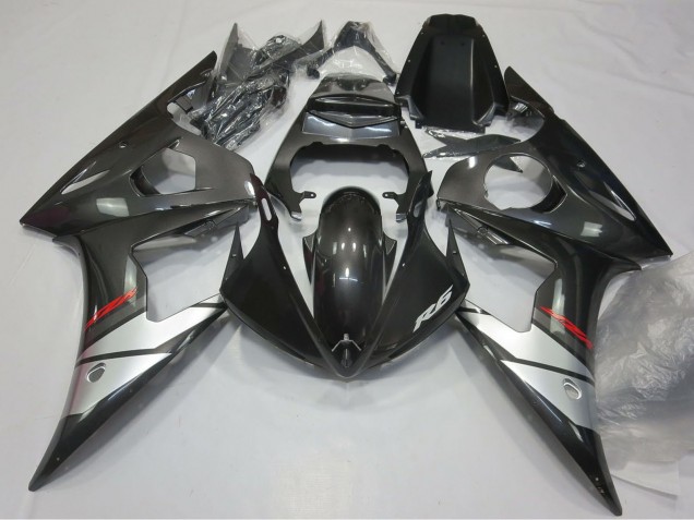 Beste Yamaha R6 Motorrad Verkleidung 2005 - Glanzendes Schwarz Silber