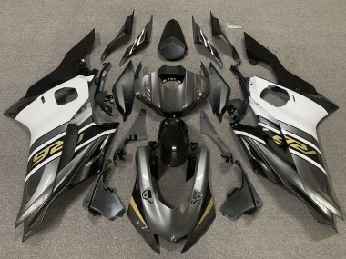 Beste Yamaha R6 Motorrad Verkleidung 2017-2023 - Weiss Grau Glanzendes Schwarz Gold