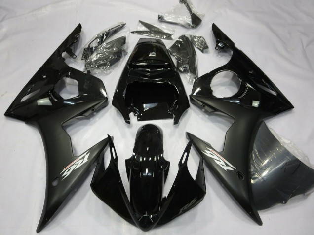 Beste Yamaha R6 Motorrad Verkleidung 2003-2004 - Glanzendes Schwarz Matt Schwarz Weiss Aufkleber