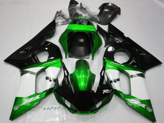 Beste Yamaha R6 Motorrad Verkleidung 1998-2002 - Grun Weiss Glanzendes Schwarz