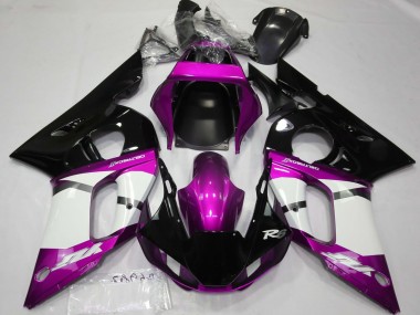 Beste Yamaha R6 Motorrad Verkleidung 1998-2002 - Lila Weiss Glanzendes Schwarz