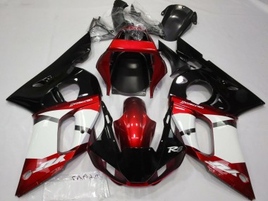 Beste Yamaha R6 Motorrad Verkleidung 1998-2002 - Rot Weiss Glanzendes Schwarz
