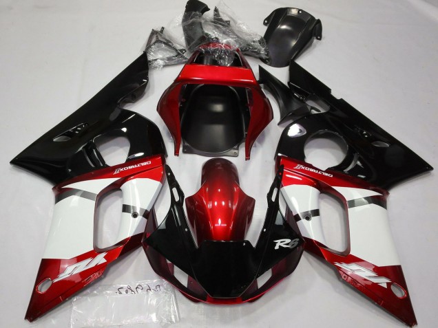 Beste Yamaha R6 Motorrad Verkleidung 1998-2002 - Rot Weiss Glanzendes Schwarz