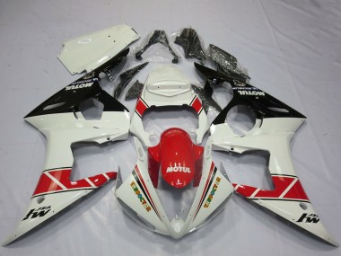 Beste Yamaha R6 Motorrad Verkleidung 2005 - Weiss Rot Glanzendes Schwarz Motul
