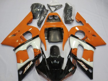 Beste Yamaha R6 Motorrad Verkleidung 1998-2002 - Orange Weiss Glanzendes Schwarz