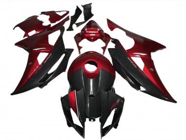 Beste Yamaha R6 Motorrad Verkleidung 2008-2016 - Rot Schwarz Carbonfaser Stil