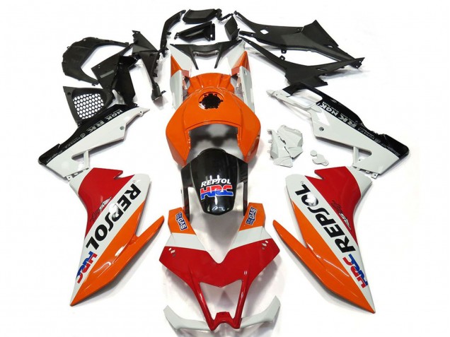 Beste Aprilia RS4 125 Motorrad Verkleidung 2012-2019 - Orange Weiss Rot Glanzendes Schwarz Repsol