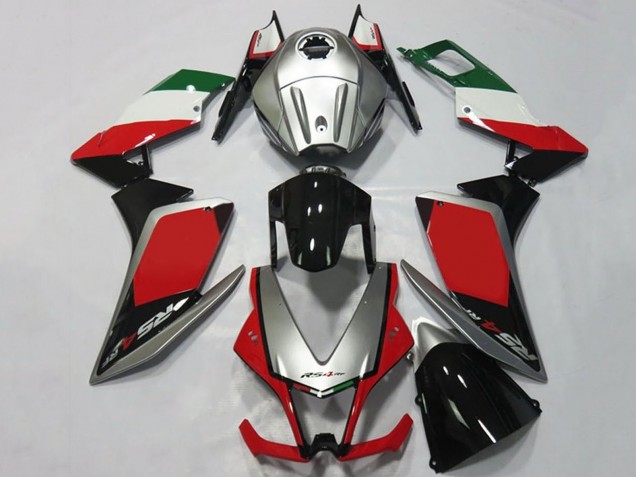 Beste Aprilia RS4 125 Motorrad Verkleidung 2012-2019 - Silber Rot Glanzendes Schwarz