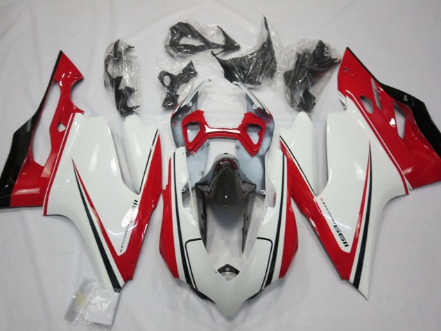 Beste Ducati 1199 Motorrad Verkleidung 2011-2014 - Weiss Rot Schwarz Grun