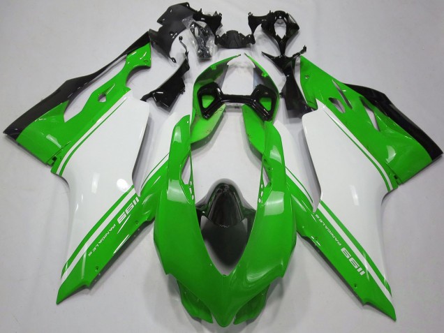 Beste Ducati 1199 Motorrad Verkleidung 2011-2014 - Glanzendes Grun Weiss Schwarz