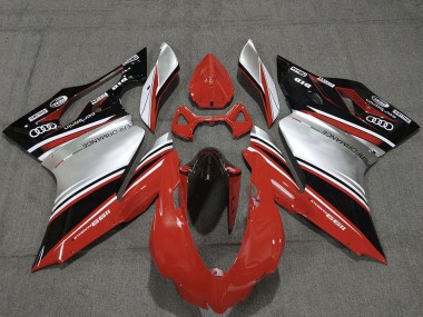 Beste Ducati 1199 Motorrad Verkleidung 2011-2014 - Rot Silber Schwarz Performance