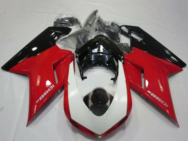 Beste Ducati 1098 Motorrad Verkleidung 2007-2014 - Rot Weiss Glanzendes Schwarz