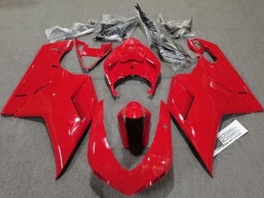 Beste Ducati 848 1098 1198 Motorrad Verkleidung 2007-2014 - Glanzendes Rot Schlichtes