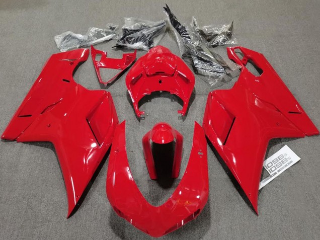 Beste Ducati 848 1098 1198 Motorrad Verkleidung 2007-2014 - Glanzendes Rot Schlichtes
