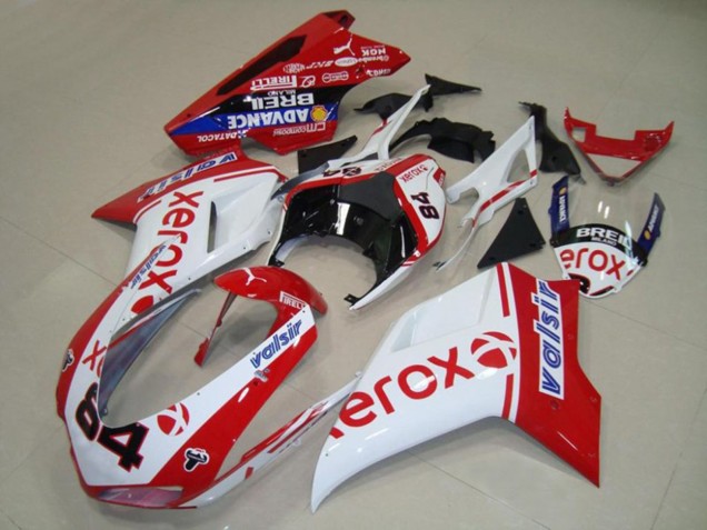 Beste Ducati 848 1098 1198 Motorrad Verkleidung 2007-2014 - Weiss Rot Blau Glanzendes Schwarz Valsir Xerox 84