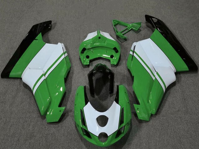 Beste Ducati 749 999 Motorrad Verkleidung 2003-2004 - Weiss Grun Glanzendes Schwarz