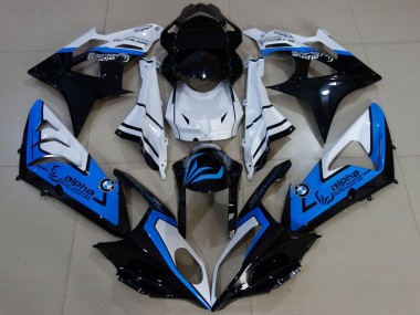 Beste BMW S1000RR Motorrad Verkleidung 2009-2014 - Weiss Blau Glanzendes Schwarz Alpha