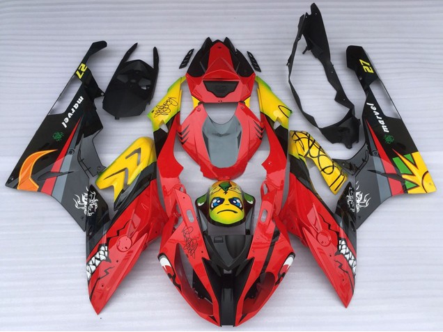 Beste BMW S1000RR Motorrad Verkleidung 2015-2016 - Gelb Rot Schwarz Hai