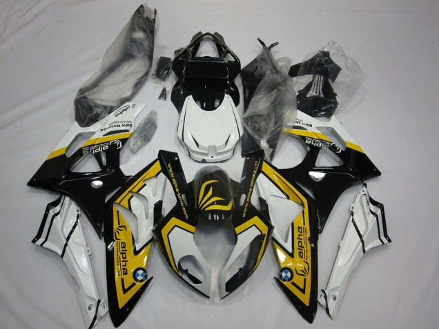 Beste BMW S1000RR Motorrad Verkleidung 2009-2014 - Weiss Gelb Glanzendes Schwarz