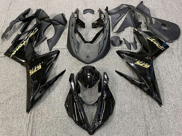 Beste Triumph Daytona 675 Motorrad Verkleidung 2013-2016 - Glanzendes Schwarz Gold Aufkleber