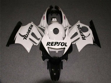 Beste Honda CBR600 F3 Motorrad Verkleidung 1997-1998 - Weiss Glanzendes Schwarz Repsol