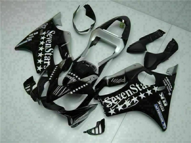 Beste Honda CBR600 F4i Motorrad Verkleidung 2001-2003 - Glanzendes Schwarz Silber SevenStars