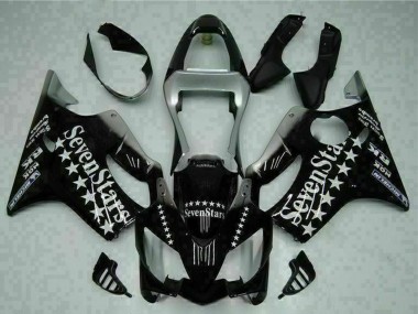 Beste Honda CBR600 F4i Motorrad Verkleidung 2001-2003 - Glanzendes Schwarz Silber SevenStars
