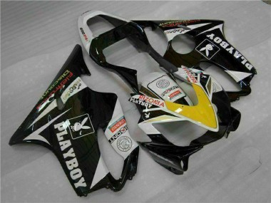 Beste Honda CBR600 F4i Motorrad Verkleidung 2001-2003 - Weiss Gelb Glanzendes Schwarz Playboy