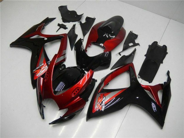 Beste Suzuki GSXR 600/750 Motorrad Verkleidung 2006-2007 - Rot Glanzendes Schwarz