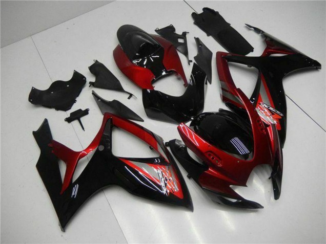 Beste Suzuki GSXR 600/750 Motorrad Verkleidung 2006-2007 - Rot Glanzendes Schwarz