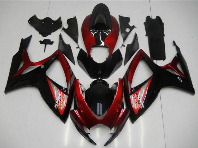 Beste Suzuki GSXR 600/750 Motorrad Verkleidung 2006-2007 - Rot Glanzendes Schwarz