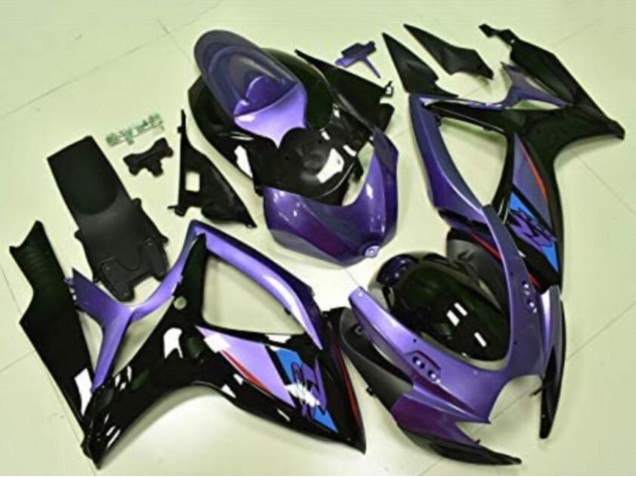 Beste Suzuki GSXR 600/750 Motorrad Verkleidung 2006-2007 - Lila Glanzendes Schwarz Blau