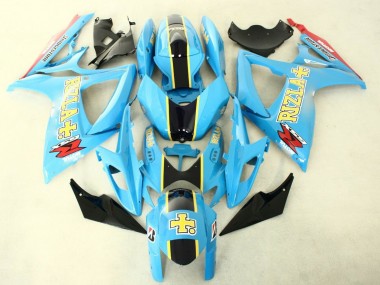Beste Suzuki GSXR 600/750 Motorrad Verkleidung 2006-2007 - Hellblau Schwarz Gelb Rizla