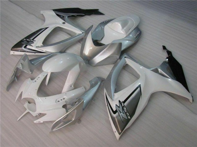 Beste Suzuki GSXR 600/750 Motorrad Verkleidung 2006-2007 - Weiss Silber