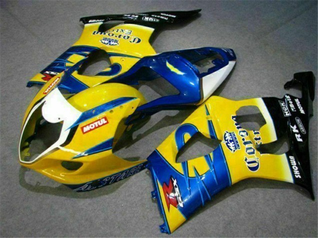 Beste Suzuki GSXR 1000 Motorrad Verkleidung 2003-2004 - Gelb Blau Weiss Rot Corona Motul