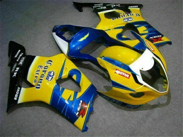 Beste Suzuki GSXR 1000 Motorrad Verkleidung 2003-2004 - Gelb Blau Weiss Rot Corona Motul